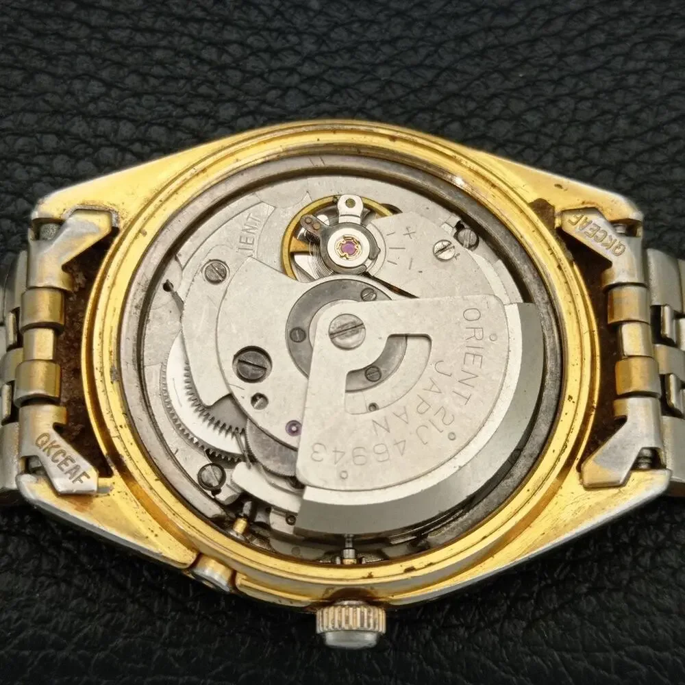 Vintage 1984 Orient Automatic Mens Gold Watch W/daydate & Gold accents